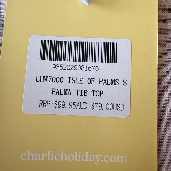 Charlie Holiday Isle of Palms Palma Tie Top Size 4/Small Beach Summer Vacation - Picture 4 of 8